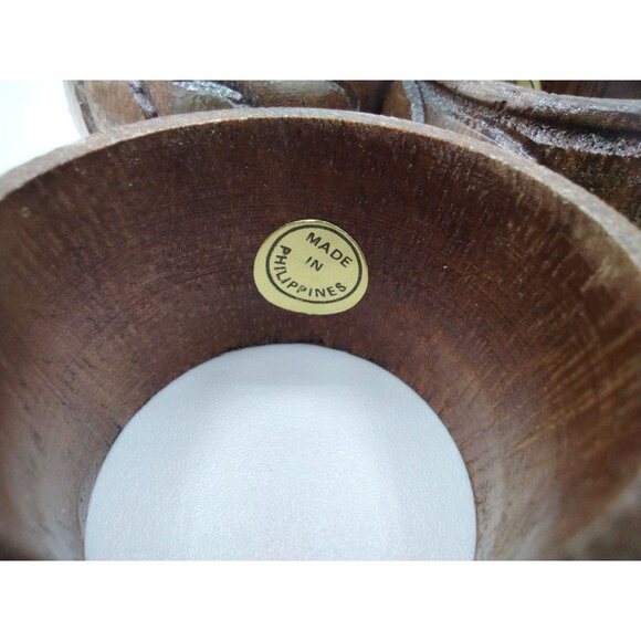 Wooden Napkin Rings Vintage 6 Piece Philippines Rustic Wood Cottagecore Bohemian - Picture 3 of 4